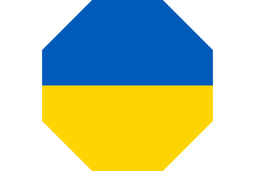 Octagon Ukraine flag shape vector