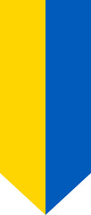 Vertical pointed ribbon with Ukraine flag
