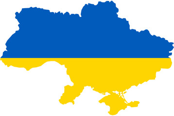 Ukraine map silhouette with flag overlay