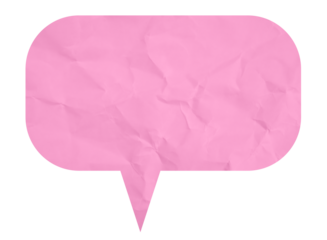 Pink crumpled paper speech bubble icon