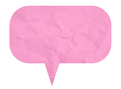 Pink crumpled paper speech bubble icon