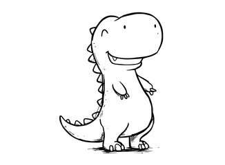 a cute cartoon dinosaur character with a happy expressiondinosaur, draw, drawing, illustration, stand 