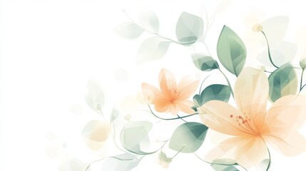 Obraz premium 16.A fresh and modern spring-themed vector background, featuring soft abstract floral shapes, delicate green branches, and pastel petals, arranged in a stylish and artistic composition.