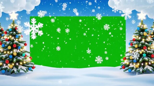 Christmas Green Screen Board With Snowfall