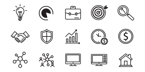 vector set of business and music icons