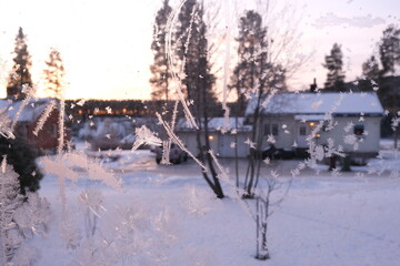 Art by frost, Christmas window in a cold winter day	