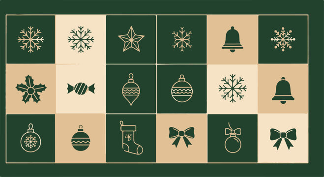 Modern Christmas holiday vector icon set featuring winter elements, decorations, ornaments, and gifts. isolated on Transparent Background