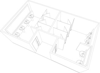 3D illustration of toilet and bathroom