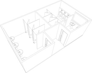 3D illustration of toilet and bathroom