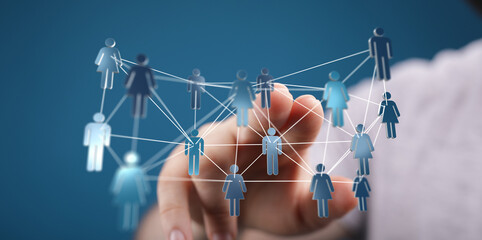 Abstract image of a network, connected people and communication, symbolizing social interaction and global conn