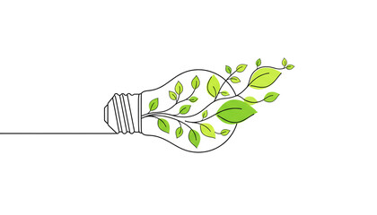Light bulb logo illustration on white background. Technology and ecology concept