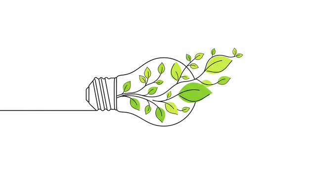 Light bulb logo illustration on white background. Technology and ecology concept