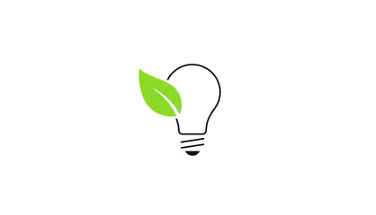 Light bulb logo illustration on white background. Technology and ecology concept