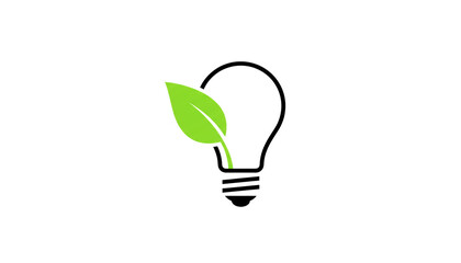 Light bulb logo illustration on white background. Technology and ecology concept
