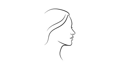 Profile of a woman illustration logo on white background