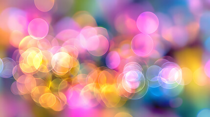 Soft overlapping circles of pink yellow and blue light bokeh abstract