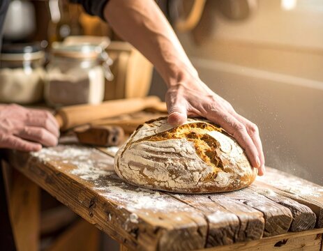 baker kneading dough