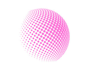 Pink halftone sphere with gradient dotted pattern. Modern abstract  design perfect for pop art, digital backgrounds, and creative graphics. Ideal for posters, layouts, and visual compositions.