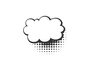 Cloud-shaped comic speech bubble with halftone dots. Retro pop art dialogue balloon perfect for manga, cartoons, and creative graphic design. Ideal for posters, stickers, and digital artwork.