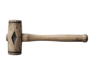 Antique old bamboo and wooden hammer with a handle