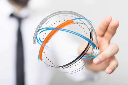 Innovative abstract technology design of a sphere, representing time, future, business and concepts like speed, modern, digital and g