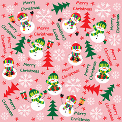 Christmas seamless pattern with cute snowman
