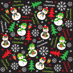 Christmas seamless pattern with cute snowman
