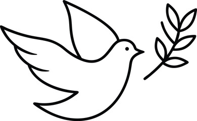 Obraz premium A simple line drawing of a dove carrying an olive branch, symbolizing peace and hope