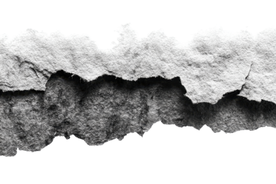 Grunge Torn Paper Texture With Rough Edge on a Transparent Background