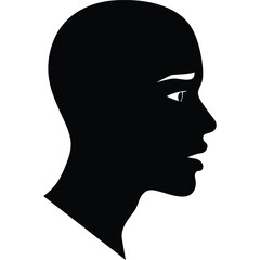 Silhouette of a human head in profile, black on white face illustration graphic vector person side view outline