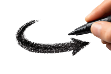 Hand draws an arrow pointing to right side with black marker