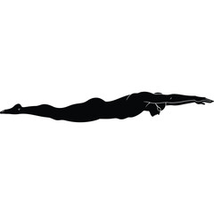 Silhouette of a person swimming, isolated on white sport athlete water exercise fitness activity motion crawl