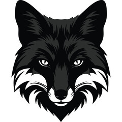 Stylized Fox Head Illustration in Black and White animal wildlife vector face portrait monochrome graphic design