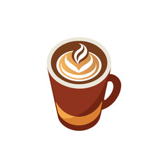 Coffee Mug Latte Art Isometric Graphic Icon Vector Cafe Drink Espresso Cappuccino