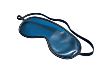 Blue sleep mask for relaxation and restful night on transparent background