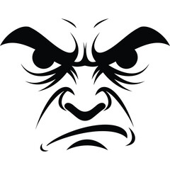Angry face expression in black and white vector illustration cartoon emotion mood upset frustrated scowl brow