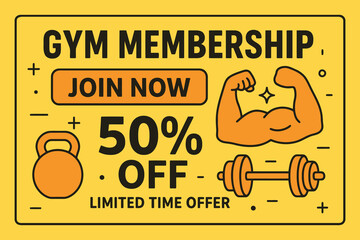 Gym membership discount offer join now limited time 50 percent off