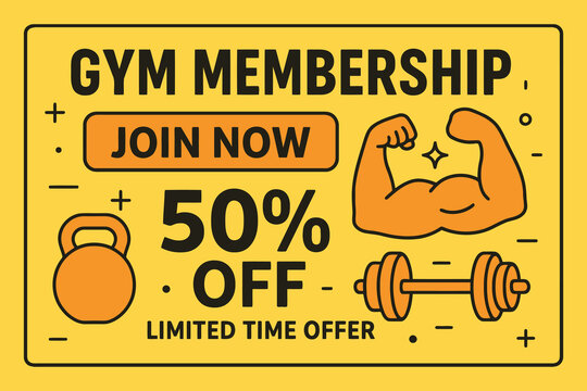 Gym membership discount offer join now limited time 50 percent off - Powered by Adobe