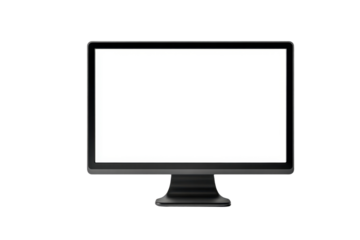 Realistic Computer Monitor Mockup with White Screen on Transparent Backdrop