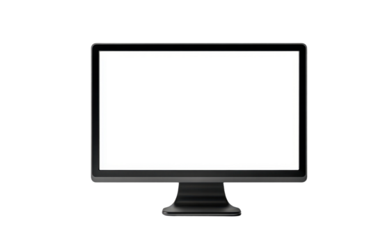 Realistic Computer Monitor Mockup with White Screen on Transparent Backdrop