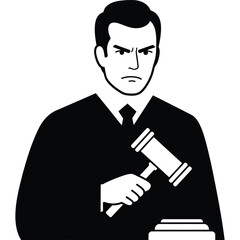 Judge with Gavel Icon court law justice legal tribunal authority ruling verdict judicial jurisdiction lawyer