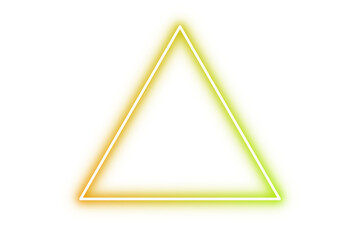 glowing neon orange neon green light triangle with sparkle effect on transparent background