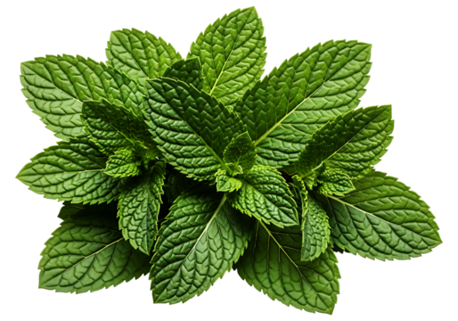 A vibrant bunch of fresh mint leaves, , showcasing its intricate texture and healthy green color