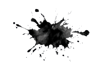 Black Ink Splash on Transparent Background for Grunge Effect