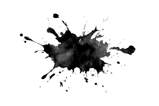 Black Ink Splash on Transparent Background for Grunge Effect - Powered by Adobe