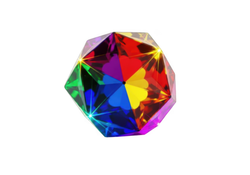 Abstract geometric crystal with rainbow colors reflecting light - Powered by Adobe
