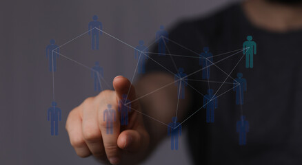 Connecting technology concept with human touch. Network of people and ideas, networking, social connection. Fu