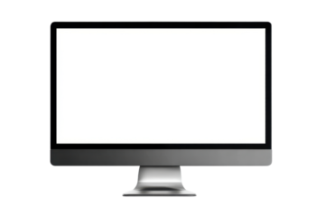 Modern Computer Monitor with White Screen Display Isolated on Transparent Backdrop