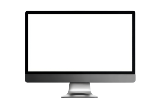 Modern Computer Monitor with White Screen Display Isolated on Transparent Backdrop