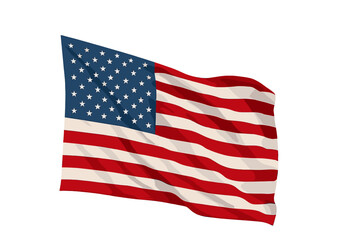 Obraz premium Dynamically waving American flag featuring stars and stripes isolated on a clean white background